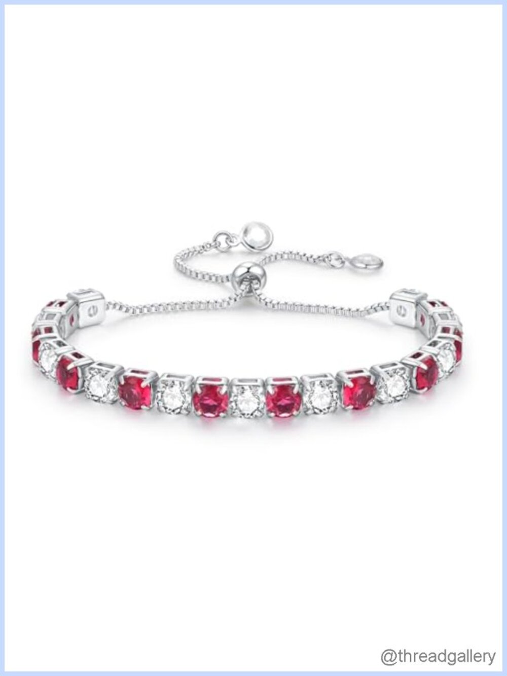 14K White Gold Plated Tennis Bracelet 6mm Adjustable Slider